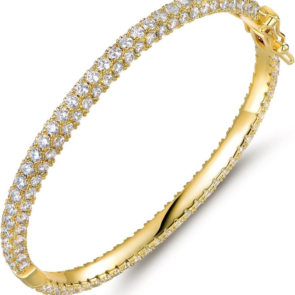 18K Gold Plated Crystal Bling Eternity Bangle Bracelet